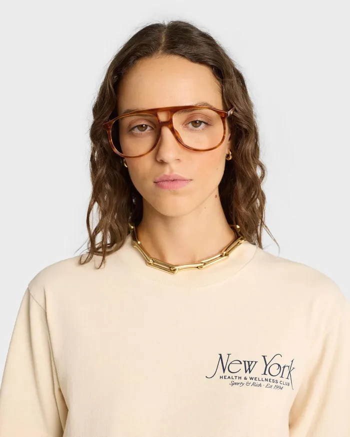 Sporty and Rich TShirts Men NY 94 TShirt 8211 CreamNavy