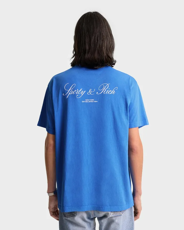 Sporty and Rich TShirts Men Vendome Resort TShirt 8211 Paris BlueWhite