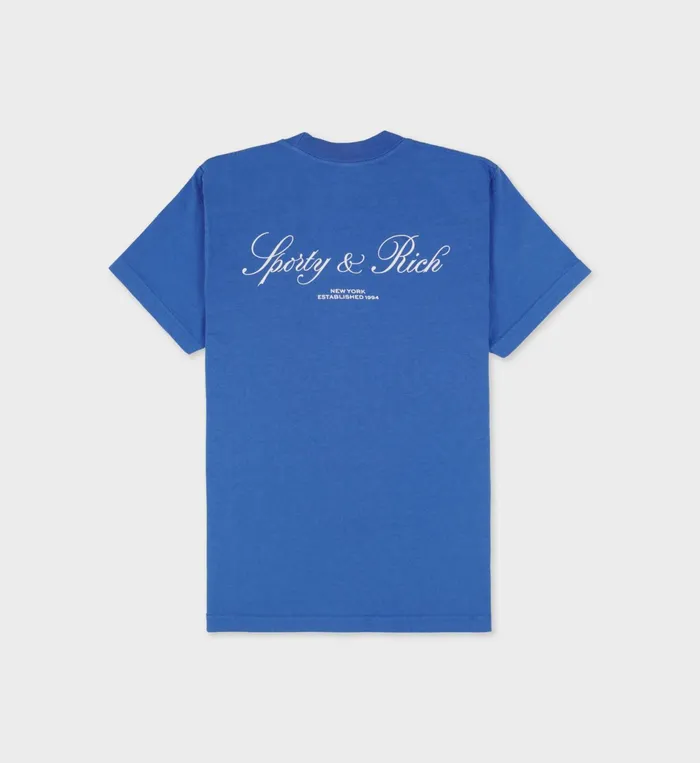 Sporty and Rich TShirts Men Vendome Resort TShirt 8211 Paris BlueWhite