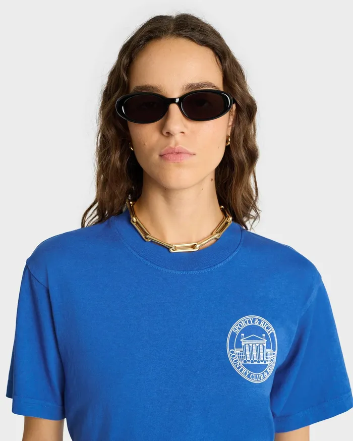 Sporty and Rich TShirts Men Vendome Resort TShirt 8211 Paris BlueWhite