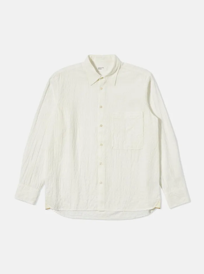 Square Pocket Shirt In Ecru Dolly Stripe Men Universal Works Shirts