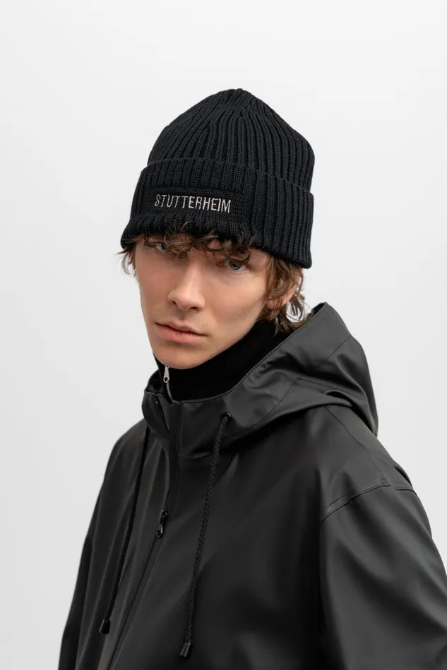 Stutterheim Logo Beanie Black Women Beanies
