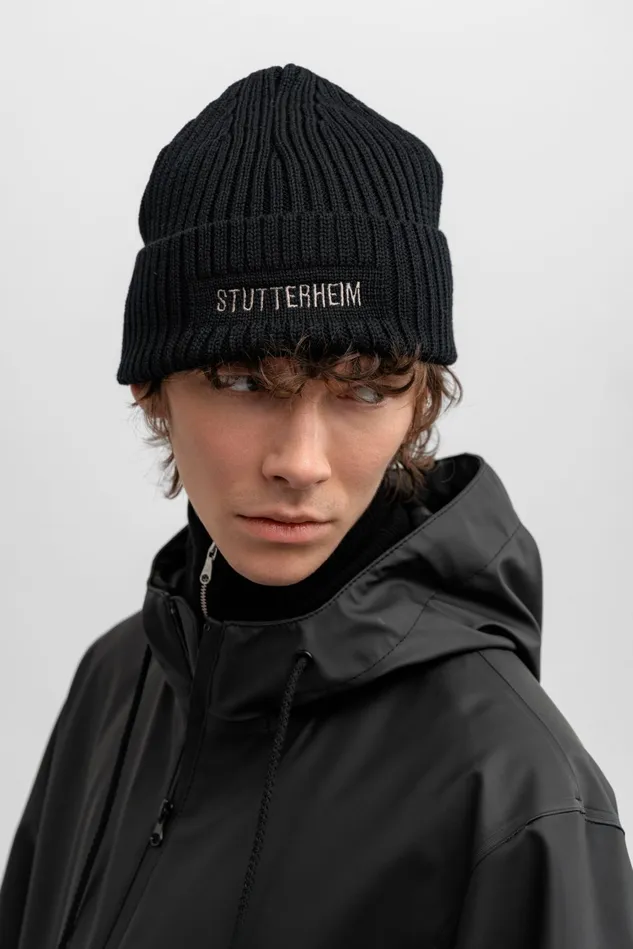 Stutterheim Logo Beanie Black Women Beanies