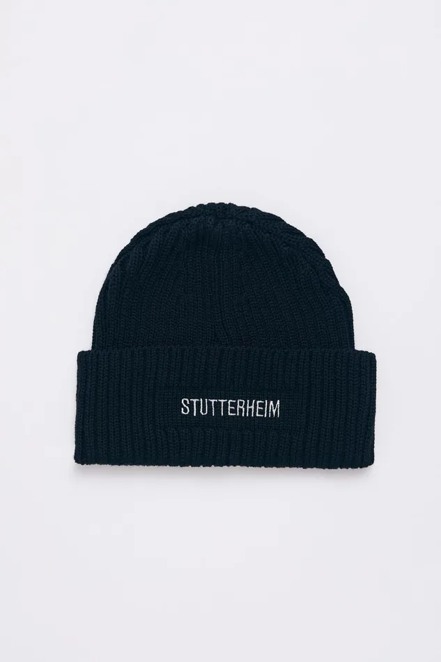 Stutterheim Logo Beanie Navy Women Beanies