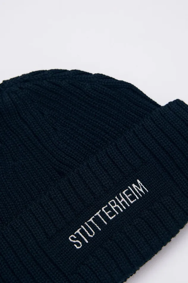 Stutterheim Logo Beanie Navy Women Beanies