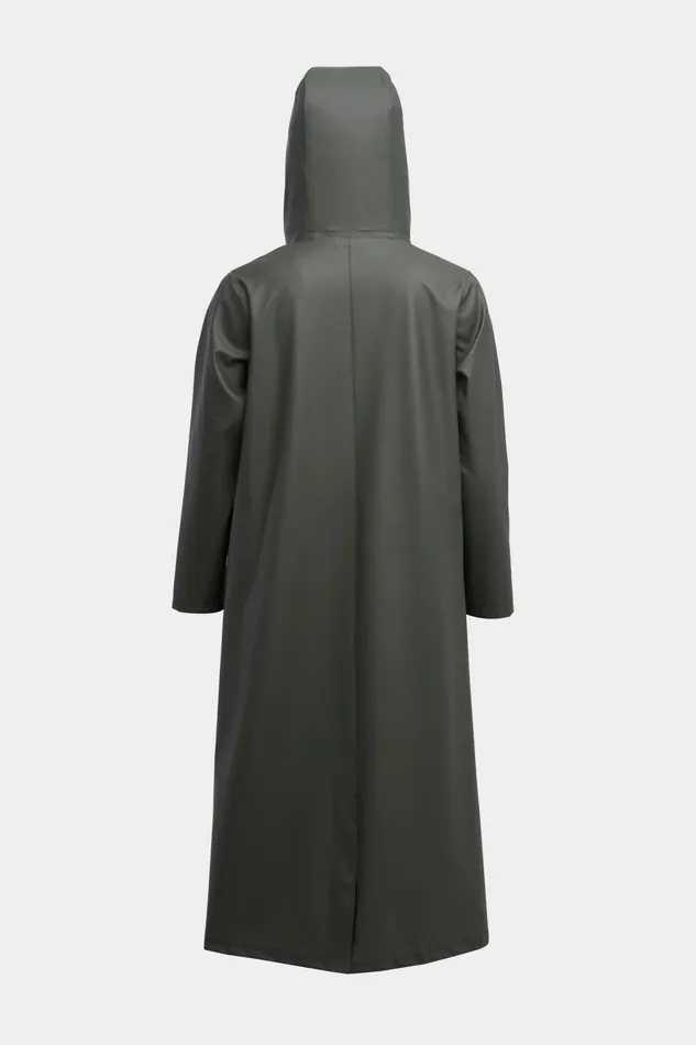 Stutterheim Mosebacke Long Lightweight Zip Raincoat Green Women Winter Coats