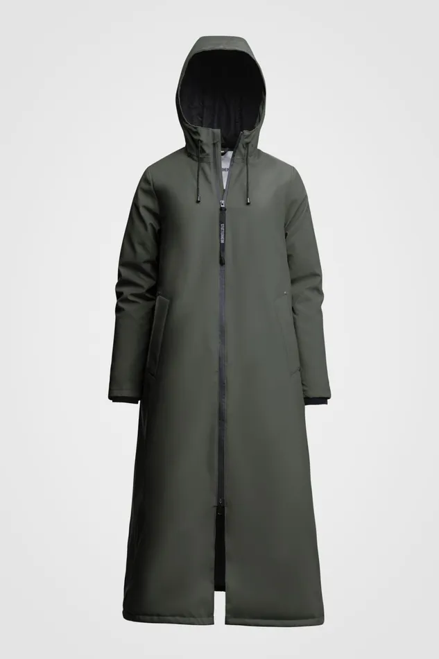 Stutterheim Mosebacke Long Winter Jacket Green Women Long Raincoats