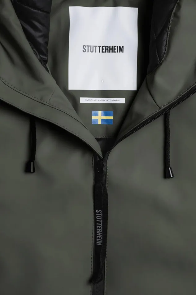 Stutterheim Mosebacke Long Winter Jacket Green Women Long Raincoats