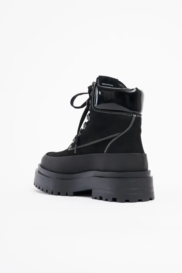 Stutterheim Road Walker Nubuck Black Women Lace Up Boots