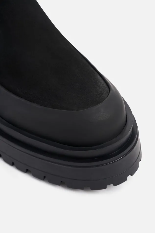 Stutterheim Road Walker Nubuck Black Women Lace Up Boots
