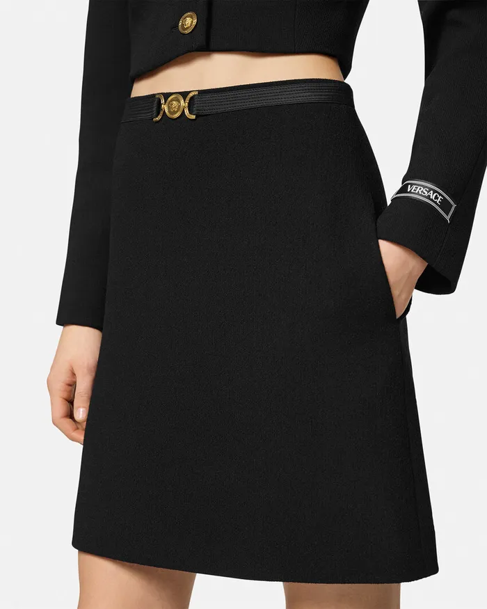 Suits Women Versace Medusa 03995 WoolBlend ALine Skirt Black