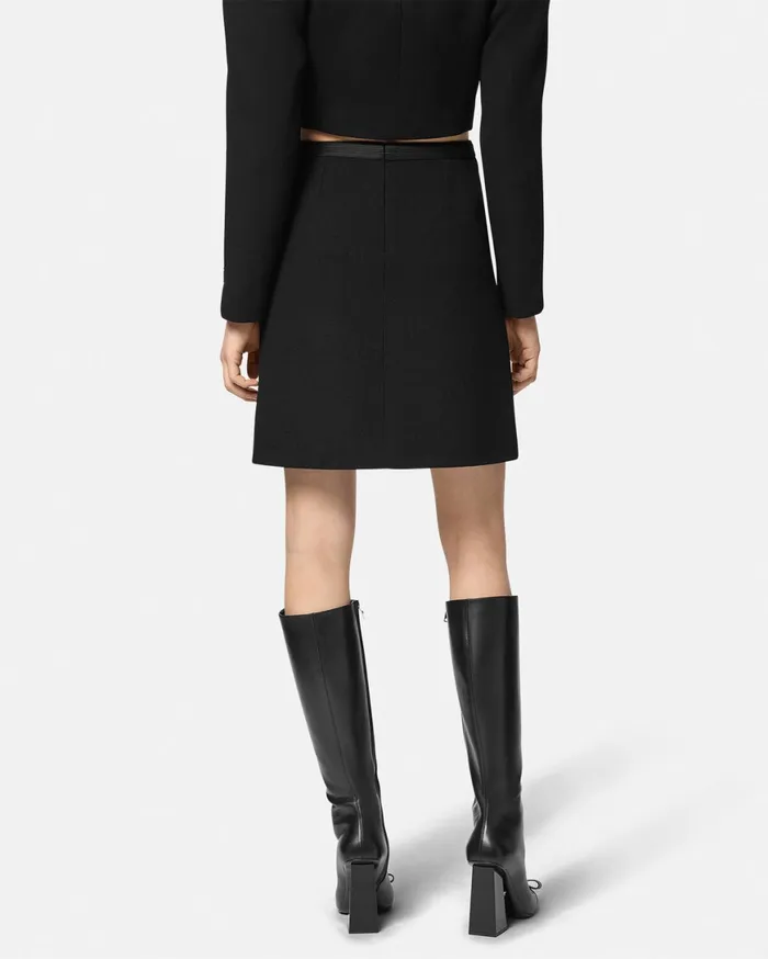 Suits Women Versace Medusa 03995 WoolBlend ALine Skirt Black