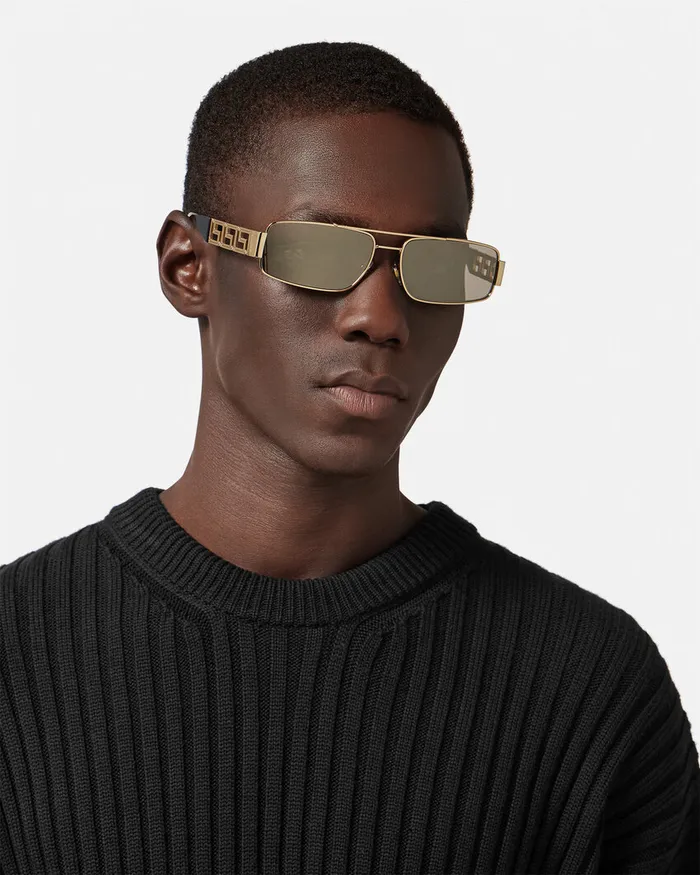 Sunglasses Men Versace Greca Sunglasses Gold