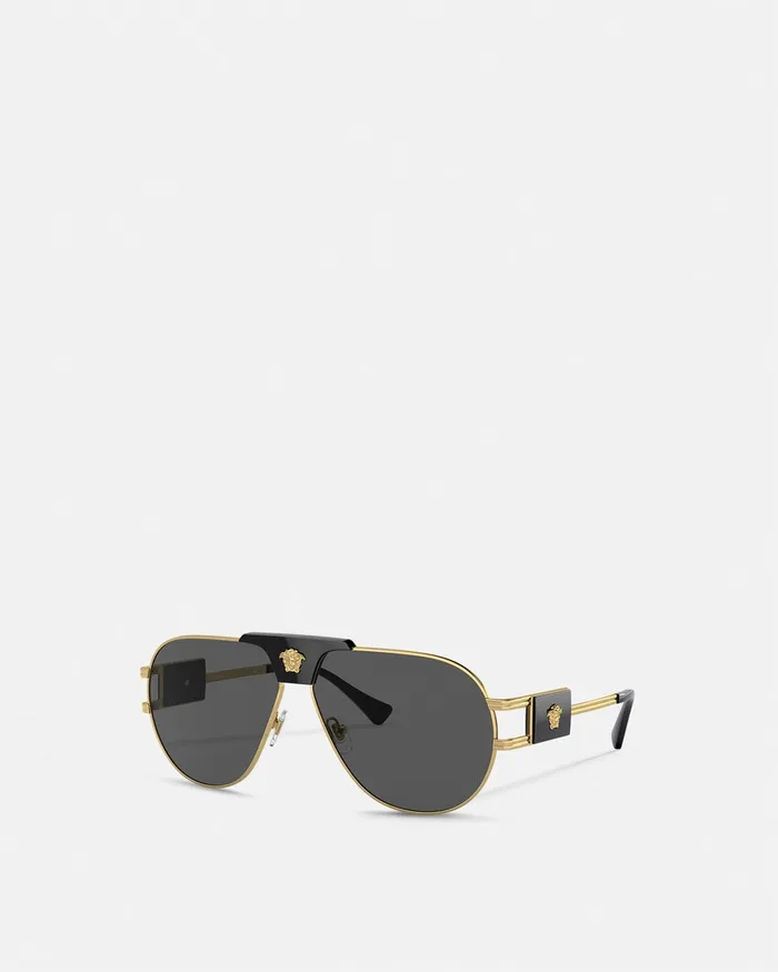 Sunglasses Men Versace Pilot Sunglasses Blackgold