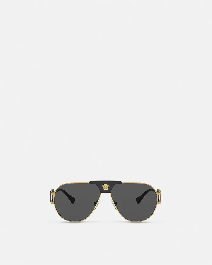 Sunglasses Men Versace Pilot Sunglasses Blackgold