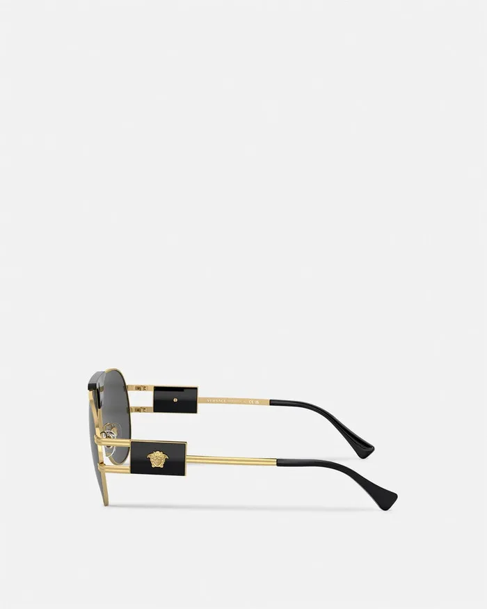 Sunglasses Men Versace Pilot Sunglasses Blackgold