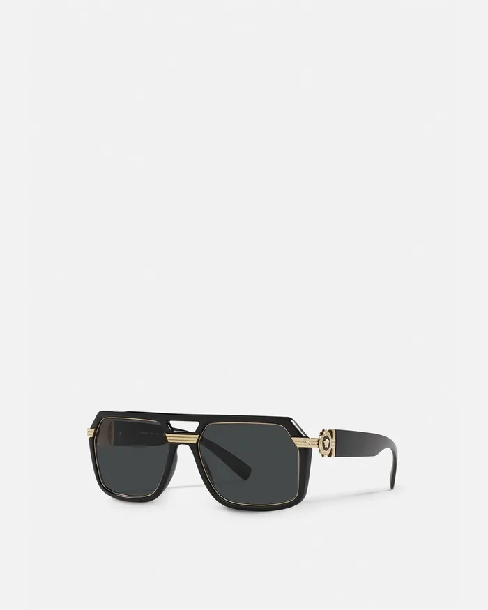 Sunglasses Men Versace Vintage Icon Pilot Sunglasses Blackgold