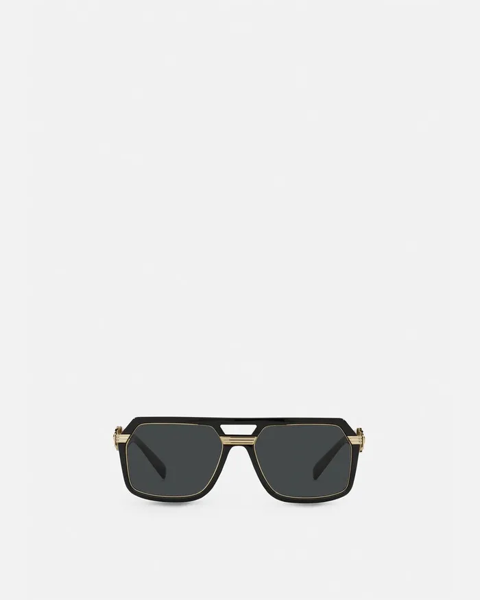 Sunglasses Men Versace Vintage Icon Pilot Sunglasses Blackgold
