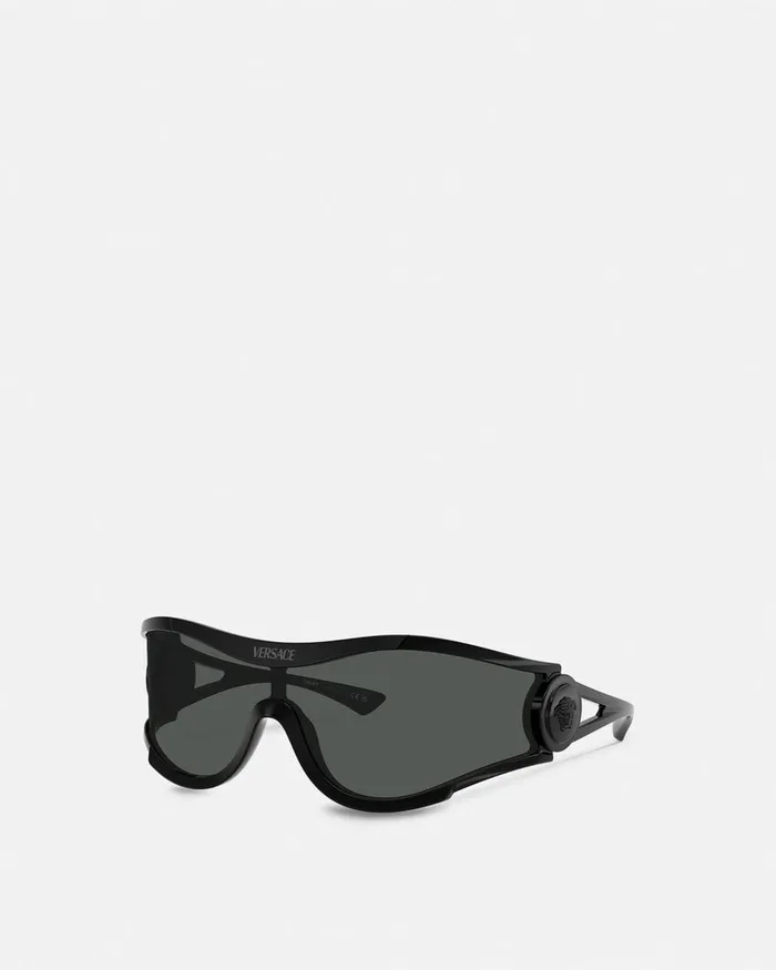 Sunglasses WomenMen Versace Medusa Medallion Shield Sunglasses Black