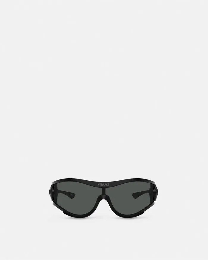Sunglasses WomenMen Versace Medusa Medallion Shield Sunglasses Black