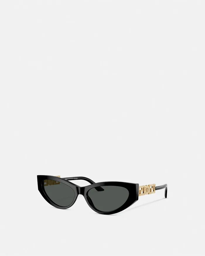 Sunglasses Women Versace Greca Strass CatEye Sunglasses Blackgold