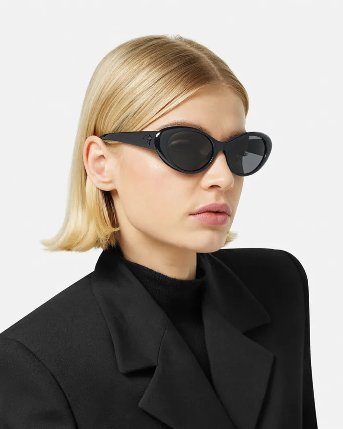 Sunglasses Women Versace La Medusa Oval Sunglasses Black