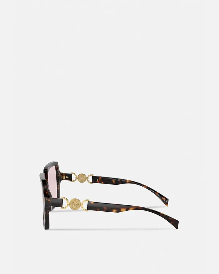 Sunglasses Women Versace Medusa 03995 Butterfly Sunglasses Havana