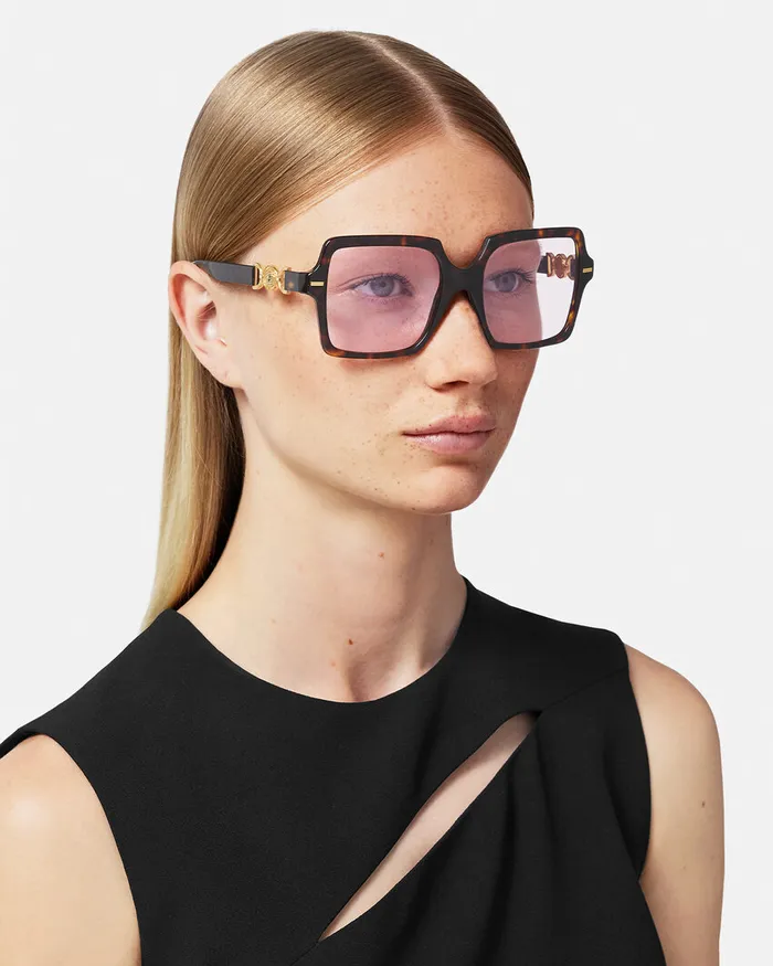 Sunglasses Women Versace Medusa 03995 Butterfly Sunglasses Havana