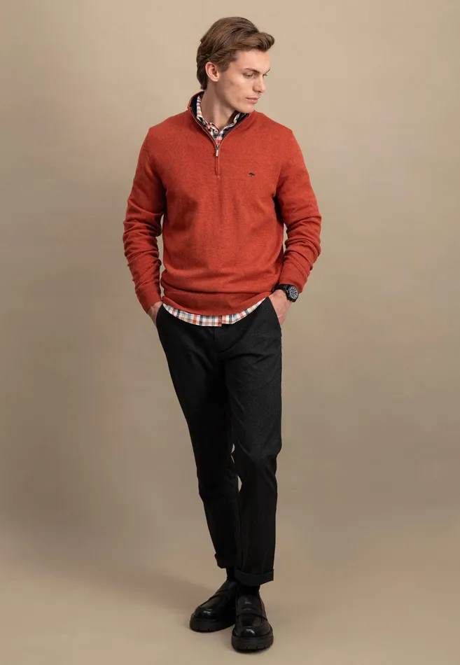 Sweater Men FYNCHHATTON Merinocashmere Sweater With A Troyer Collar Hazelnavylight Khakirustcloud Bluedark Emeraldsteel