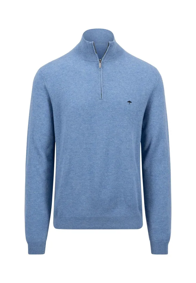 Sweater Men FYNCHHATTON Merinocashmere Sweater With A Troyer Collar Hazelnavylight Khakirustcloud Bluedark Emeraldsteel