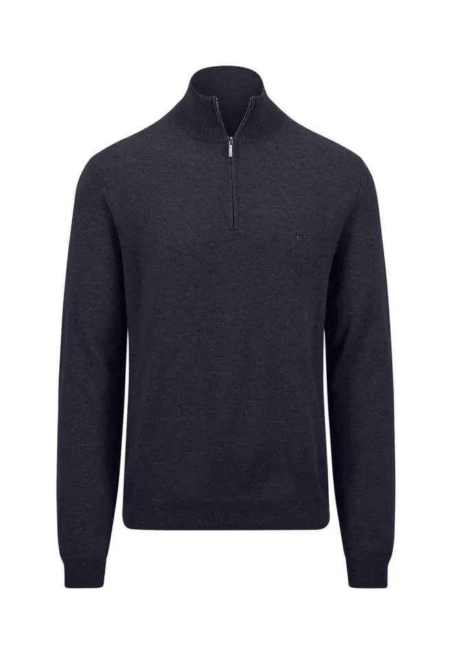 Sweater Men FYNCHHATTON Merinocashmere Sweater With A Troyer Collar Hazelnavylight Khakirustcloud Bluedark Emeraldsteel