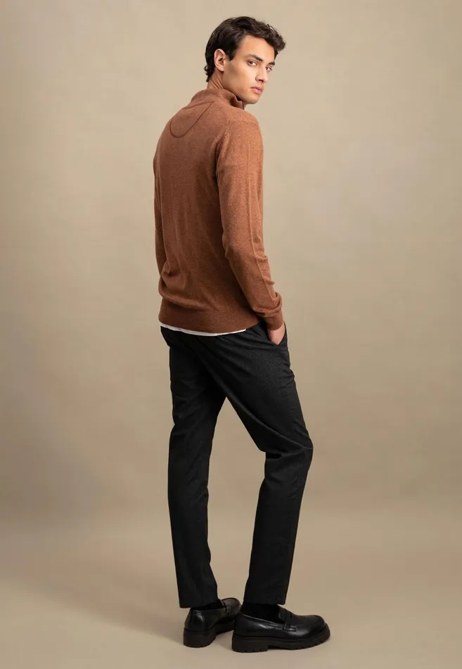 Sweater Men FYNCHHATTON Merinocashmere Sweater With A Troyer Collar Hazelnavylight Khakirustcloud Bluedark Emeraldsteel