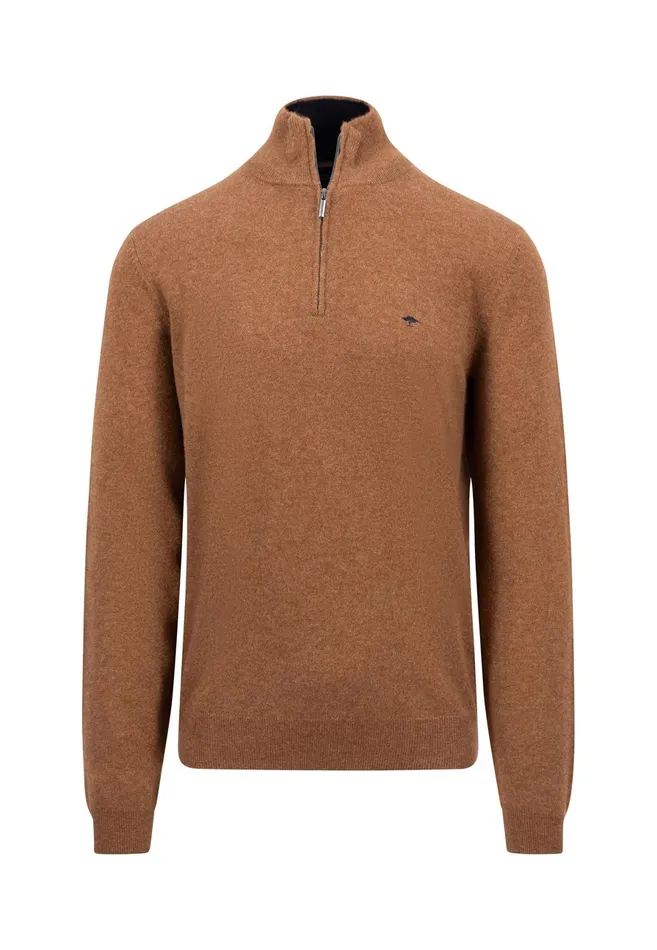 Sweater Men FYNCHHATTON Merinocashmere Sweater With A Troyer Collar Hazelnavylight Khakirustcloud Bluedark Emeraldsteel