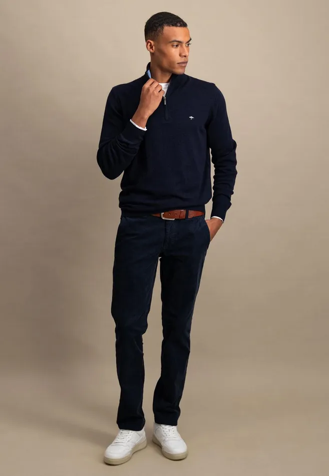 Sweater Men FYNCHHATTON Merinocashmere Sweater With A Troyer Collar Hazelnavylight Khakirustcloud Bluedark Emeraldsteel