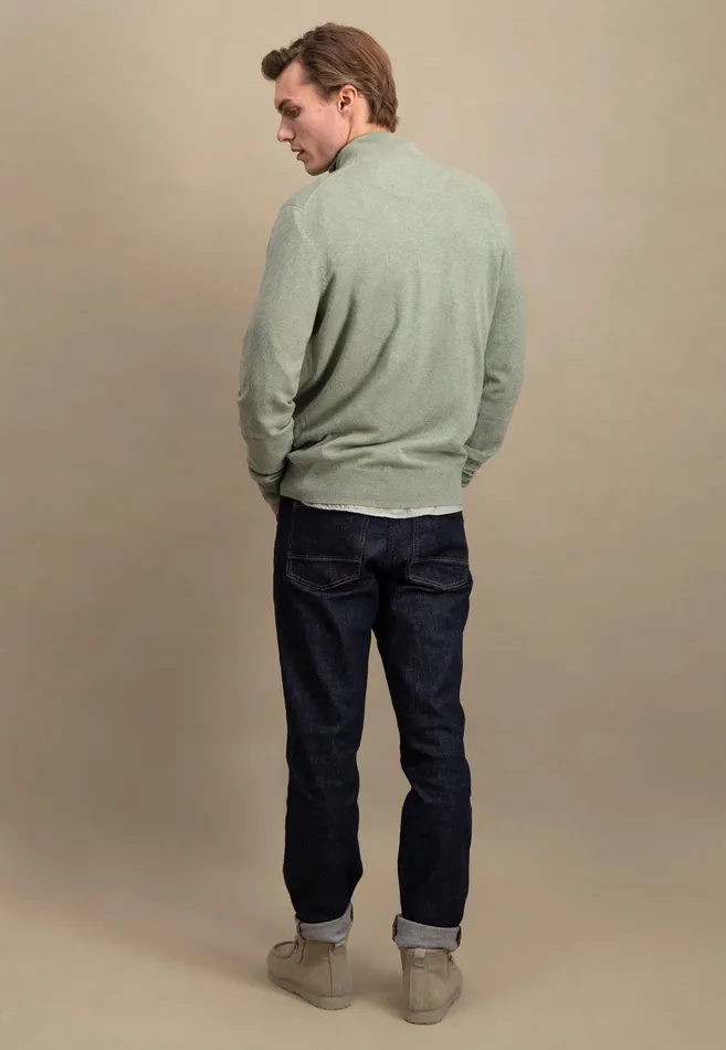 Sweater Men FYNCHHATTON Merinocashmere Sweater With A Troyer Collar Hazelnavylight Khakirustcloud Bluedark Emeraldsteel