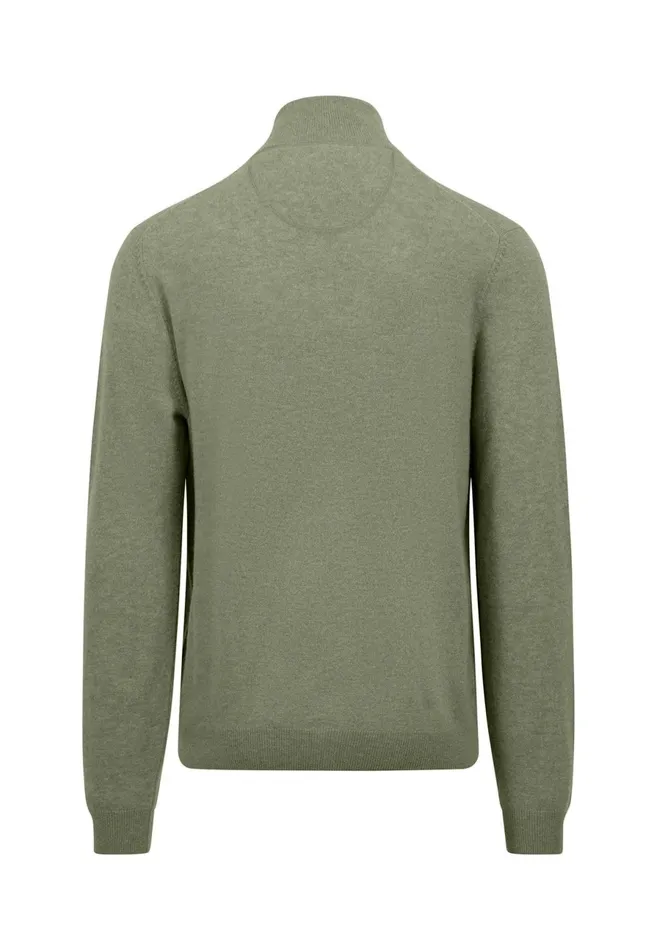 Sweater Men FYNCHHATTON Merinocashmere Sweater With A Troyer Collar Hazelnavylight Khakirustcloud Bluedark Emeraldsteel