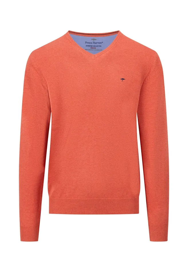 Sweater Men FYNCHHATTON Superfine Cotton VNeck Fine Knitting Sweater Papayadusty Lavenderpineapplesoft Greenmalagawavedusty Olive