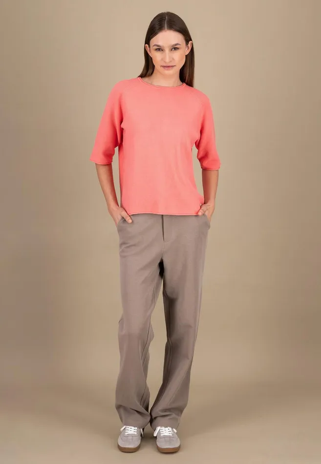 Sweater Women FYNCHHATTON Cotton Knitting Sweaters With Wide Sleeves Neon Papayamilkfresh Roselight Blue