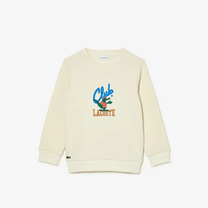 Sweaters and Sweatshirts Kids Lacoste Kids039 Contrast Signature Print Sweatshirt Cream Xfj