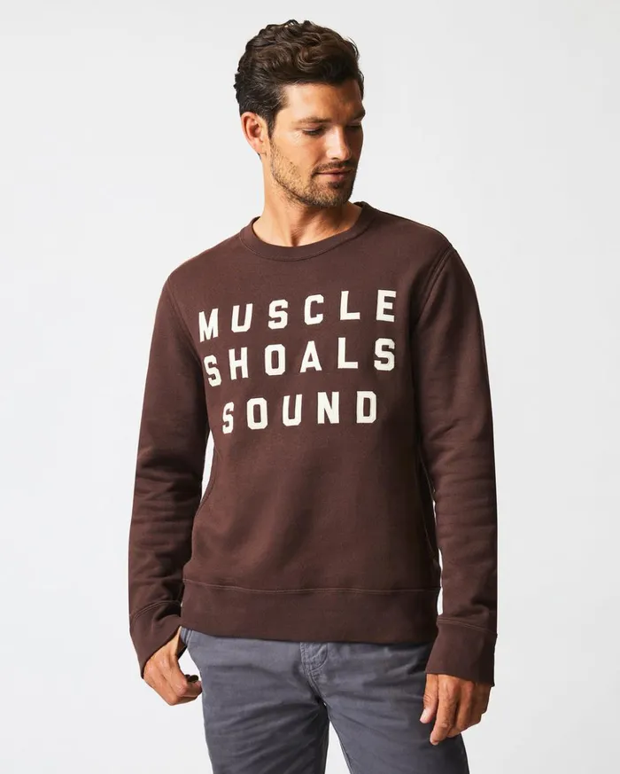 Sweaters and Sweatshirts Men Billy Reid Muscle Shoals Sound Crew Dark Brown
