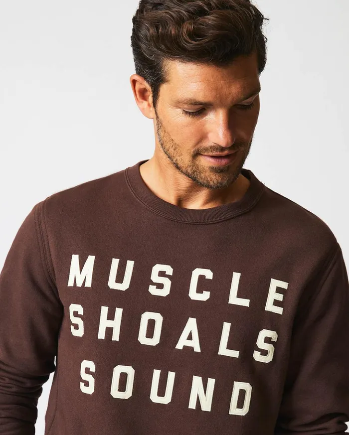 Sweaters and Sweatshirts Men Billy Reid Muscle Shoals Sound Crew Dark Brown