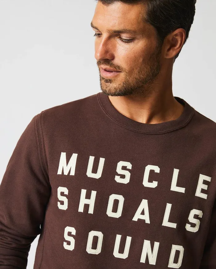 Sweaters and Sweatshirts Men Billy Reid Muscle Shoals Sound Crew Dark Brown