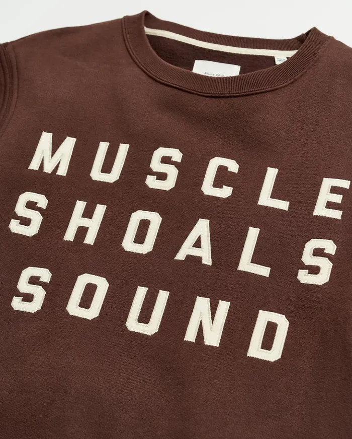 Sweaters and Sweatshirts Men Billy Reid Muscle Shoals Sound Crew Dark Brown
