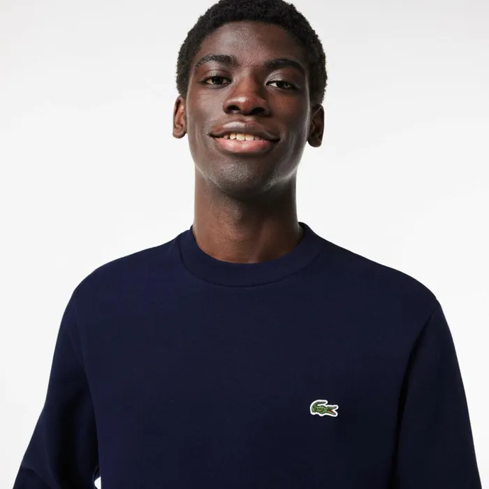 Sweaters and Sweatshirts Men Lacoste Men039s Brushed Fleece Sweatshirt Navy Blue 166