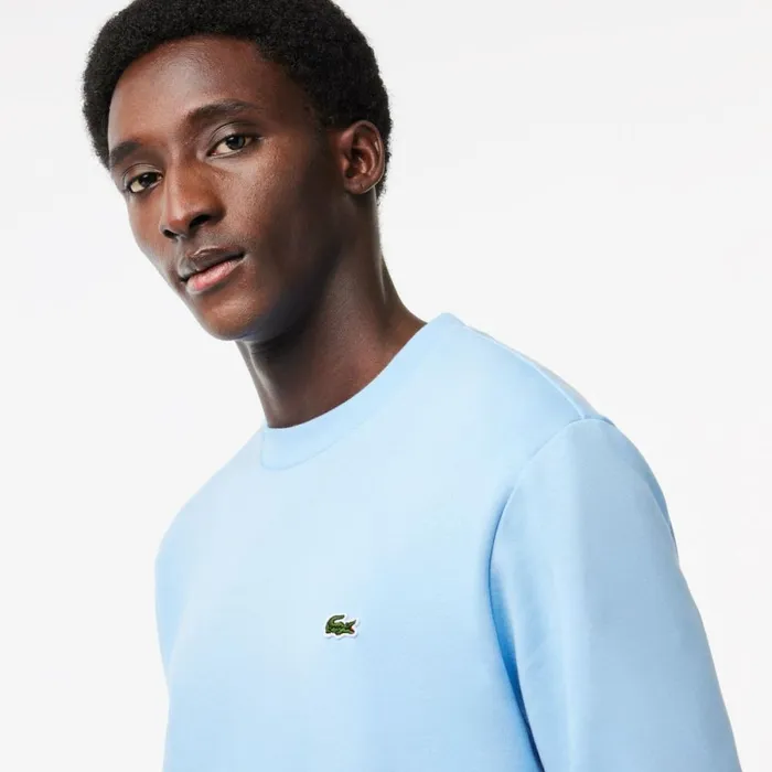 Sweaters and Sweatshirts Men Lacoste Men039s Brushed Fleece Sweatshirt Pastel Blue Hbp