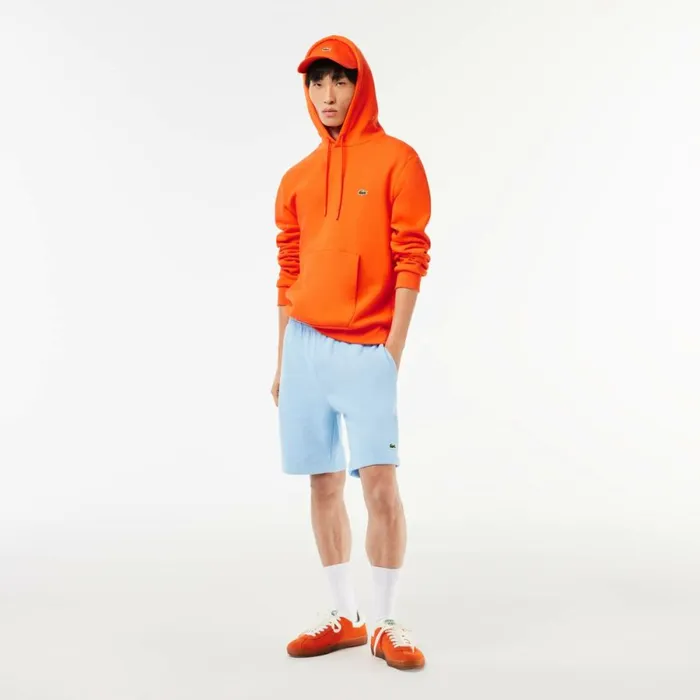 Sweaters and Sweatshirts Men Lacoste Men039s Classic Fit Cotton Blend Hoodie Sunrise Orange Sji