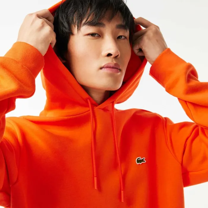 Sweaters and Sweatshirts Men Lacoste Men039s Classic Fit Cotton Blend Hoodie Sunrise Orange Sji