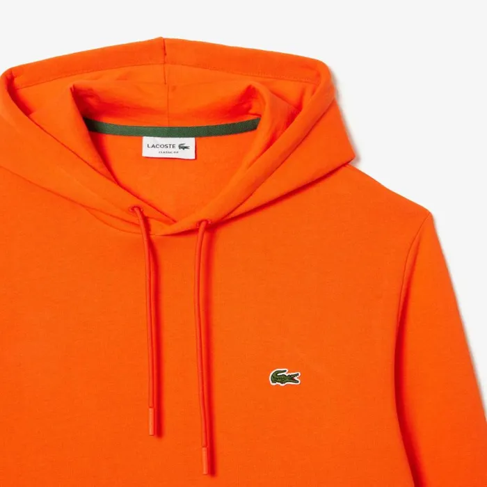 Sweaters and Sweatshirts Men Lacoste Men039s Classic Fit Cotton Blend Hoodie Sunrise Orange Sji