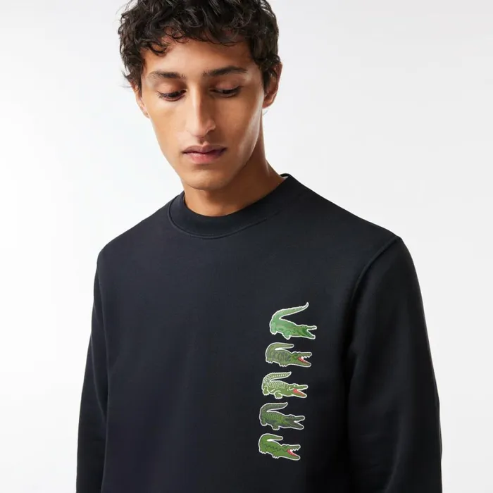 Sweaters and Sweatshirts Men Lacoste Men039s Classic Fit Croc Print Sweatshirt Abysm Blue Hde