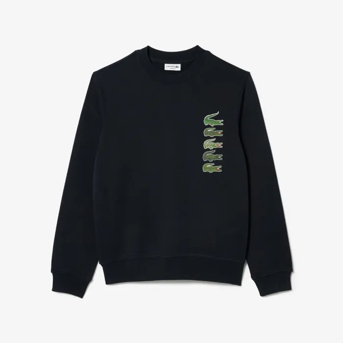 Sweaters and Sweatshirts Men Lacoste Men039s Classic Fit Croc Print Sweatshirt Abysm Blue Hde